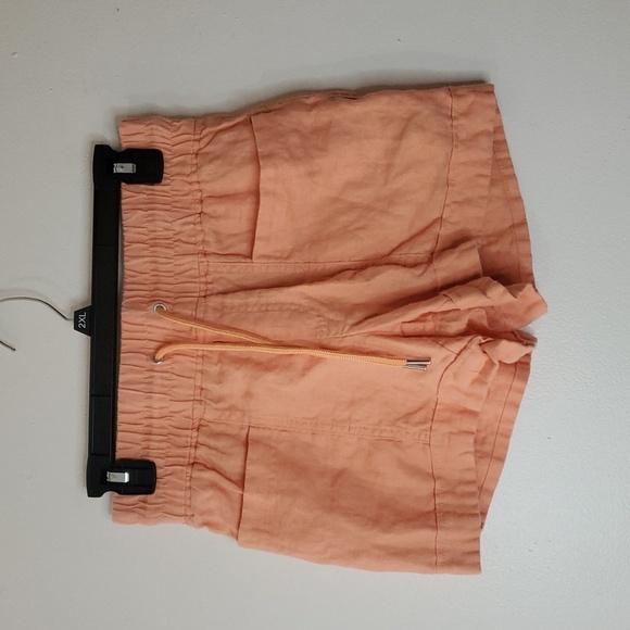 Athleta Cabo Linen 4" Shorts Size 0 Resortwear Vacation Orange Elastic Waist - Picture 3 of 12